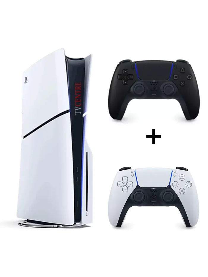 Sony PlayStation 5 (PS5) Slim 1TB Disc Console with 2 Controllers  - PS5 Slim - Image 1